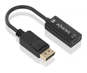 AISENS CONVERSOR DISPLAYPORT A HDMI 4K@60HZ, DP/M-HDMI/H, NEGRO, 15CM