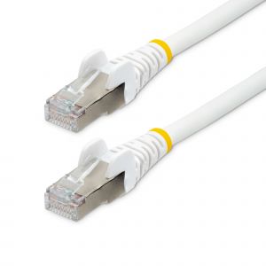 StarTech.com Cable de 5m de Red Ethernet CAT6a - Blanco - Low Smoke Zero Halogen (LSZH) - 10GbE - 500MHz - PoE++ de 100W - Snagless sin Pestillo - RJ-45 - Cable de Red S/FTP
