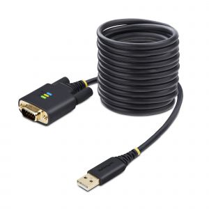 StarTech.com Cable Adaptador USB a Serie de 3m - Retención COM - FTDI - USB a DB9 RS232 Serial - Tornillos Intercambiables - Protección ESD - Windows/macOS/Linux