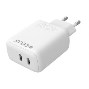 Celly TC2USBC45W - 2 USB-C Wall Charger 45W [PRO POWER]