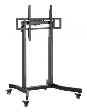 AISENS Soporte de suelo motorizado pro con ruedas para monitor/TV 120kg de 55-100, Negro