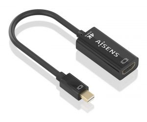 AISENS Conversor MINI DP a HDMI 4K@60Hz, MINI DP/M-HDMI/H, Negro, 15cm