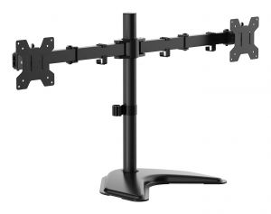 AISENS Soporte de mesa con peana eco giratorio e inclinable para monitor/TV 10kg (3 Pivotes, 2 Brazos) de 17-32, Negro