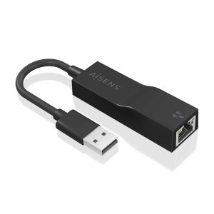 AISENS Conversor USB 3.0 a Ethernet Gigabit 10/100/1000 Mbps, Negro, 15 cm