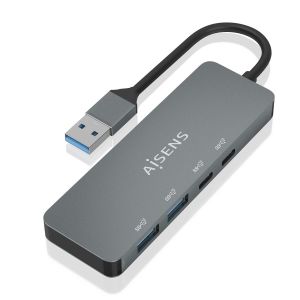 AISENS Hub USB 3.2 Gen2 10G USB-A, USB-A/M-2xUSB-C/H-2xUSB-A/H, Gris, 15cm