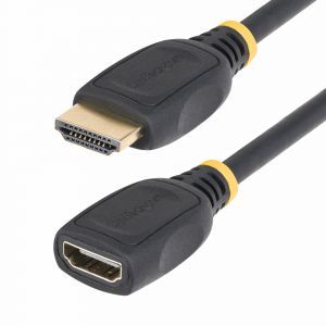 StarTech.com Cable HDMI 2.0 de Extensión Alargador de 3ft (1m) - Cable HDMI de Alta Velocidad Ahorrador de Puertos - 4K 60Hz - Cable Extensor HDMI Macho a Hembra