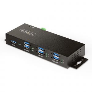 StarTech.com Hub USB Industrial de 7 Puertos Gestionado - Servicio Pesado - Caja de Metal - Protección ESD y Sobretensión - Montaje DIN, Pared, Escritorio - USB 3.2 Gen 1 5Gbps