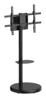 AISENS Soporte de suelo con rueda, bandeja para DVD para monitor/TV 50kg de 37-86, Negro