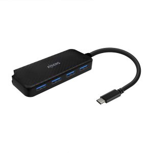 AISENS Hub USB 3.1 USB-C, USB-C/M-4x Tipo A/H, Negro, 15cm