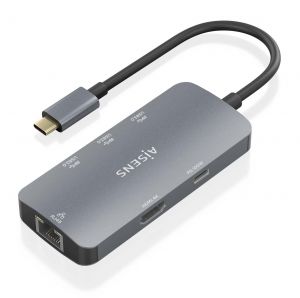 AISENS USB-C Dock 6 En 1, USB-C a 1xHDMI, 1xRJ45, 3xUSB-A, 1xUSB-C PD, Gris, 15cm