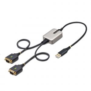 StarTech.com Cable Adaptador USB a 2 Puertos Serie de 60cm - Cable Conversor USB a Serial - Retención COM - FTDI - Protección ESD Nivel 4 - Tornillos Intercambiables -Win/macOS/ChromeOS/Linux