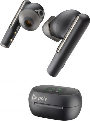 POLY Intrauriculares Voyager Free 60+ UC M color Negro +Adaptador USB-A BT700 +Estuche de carga con pantalla táctil